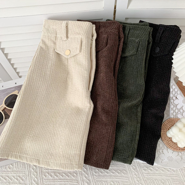 Lezser női rövid kordbársony szoknya magas derékkal