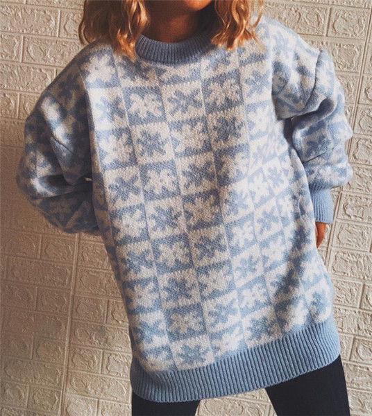 Γυναικείο πουλόβερ φαρδύ μοντέλο σε ασπρόμαυρο