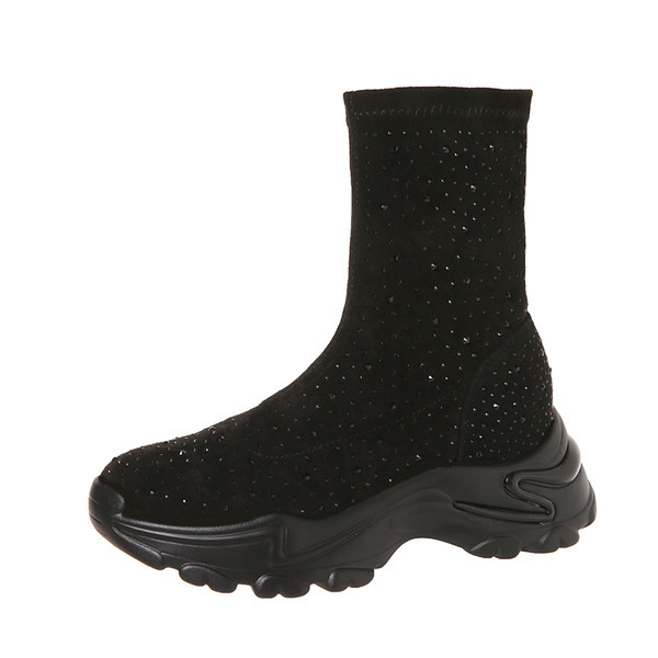 Modern női csizma eco velúr díszkövekkel