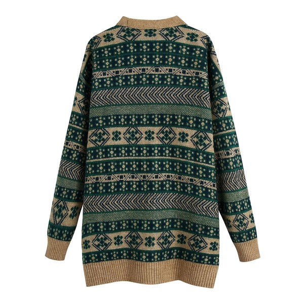 Közepes hosszúságú, virágmintás női kardigán