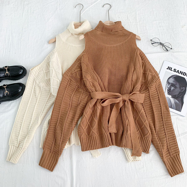 Vabaaja naiste kootud sviiter kõrge polo kraega