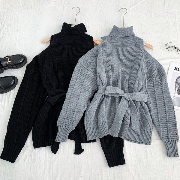 Vabaaja naiste kootud sviiter kõrge polo kraega