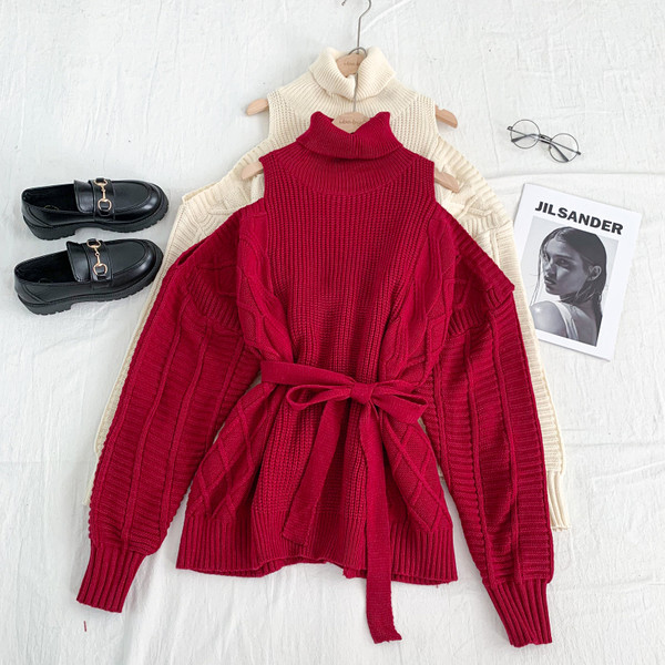 Vabaaja naiste kootud sviiter kõrge polo kraega