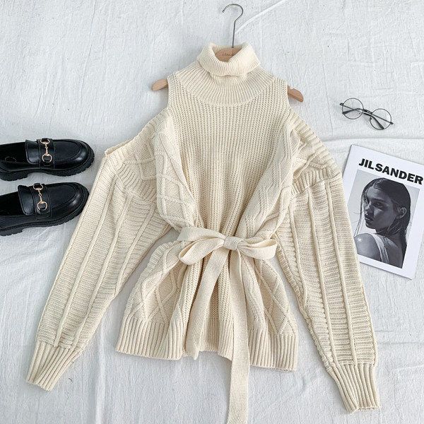 Vabaaja naiste kootud sviiter kõrge polo kraega