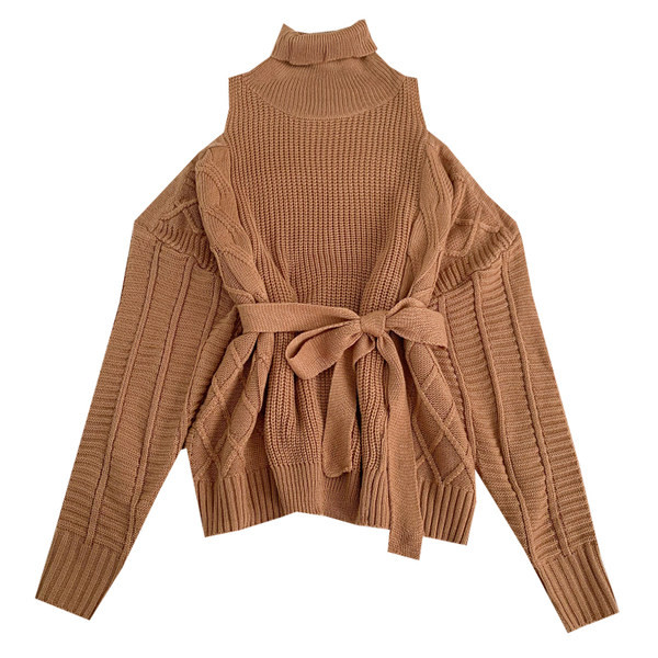 Vabaaja naiste kootud sviiter kõrge polo kraega