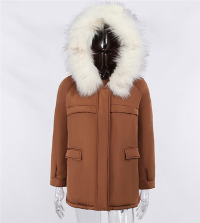 Ženska kratka zimska jakna s kapuljačom i puhom