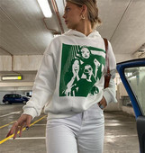 Hétköznapi női pulóver kapucnival és mintával