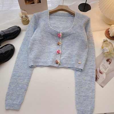 Lühike naiste kardigan pärlitega