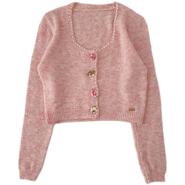 Lühike naiste kardigan pärlitega