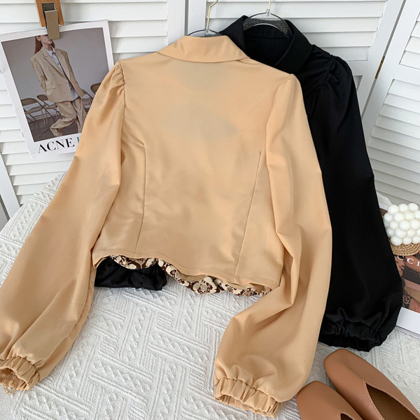 Moodne naiste pluus krae ja pikkade varrukatega