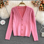 Vesta de dama cu nasturi si decolteu spitz - patru culori