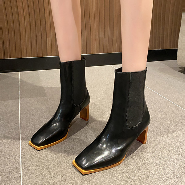 Modern öko bőr csizma 7 cm magas sarokkal