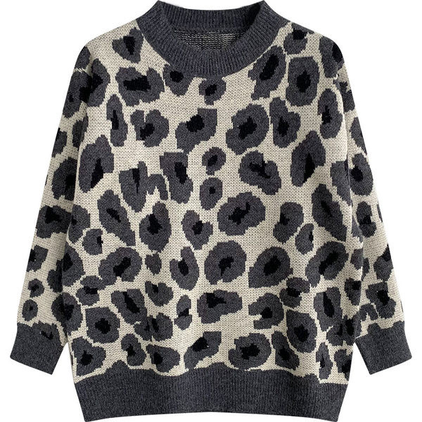 Casual πουλόβερ με στρογγυλή λαιμόκοψη και animal print