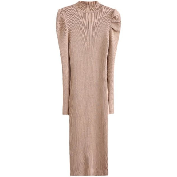 Hosszú kötött ruha puffos ujjakkal