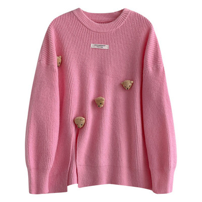 Széles női pulóver 3D elemekkel