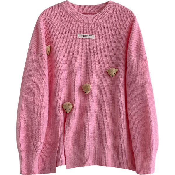 Széles női pulóver 3D elemekkel