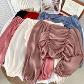 Modern női blúz csónakos nyakkivágással, több színben