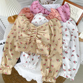 Új modell női blúz spitz nyakkivágással és virágmintával