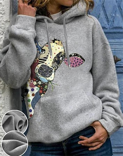 Naiste vabaaja värvitrükiga dressipluus