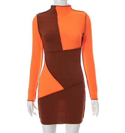 Testreszabott kordbársony ruha, hosszú ujjal