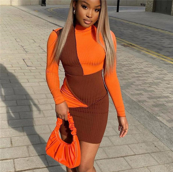 Testreszabott kordbársony ruha, hosszú ujjal