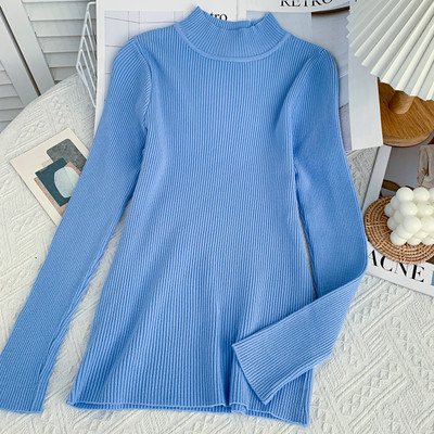 Női blúz alacsony gallérral, hosszú ujjú több színben