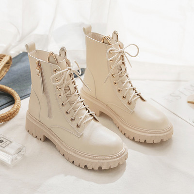 Női csizma fűzős és cipzáros brit stílusú