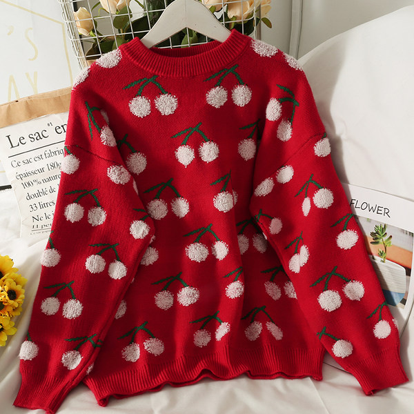 Lezser színes pulóver kerek nyakkivágással