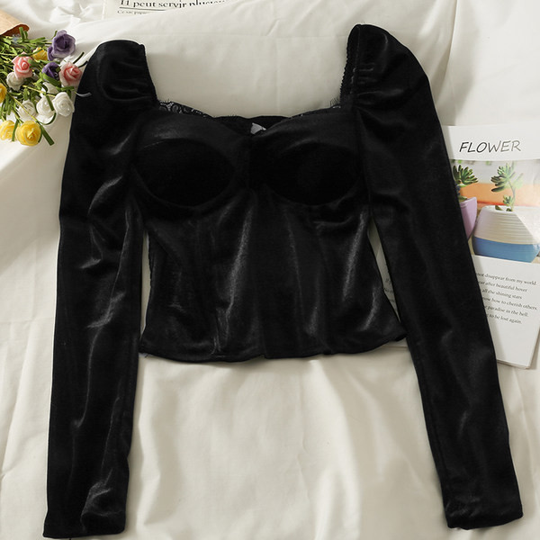 Modern blúz négyzet alakú nyakkivágással