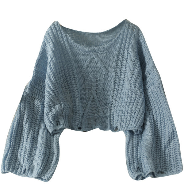 Rövid női pulóver kerek nyakkivágással