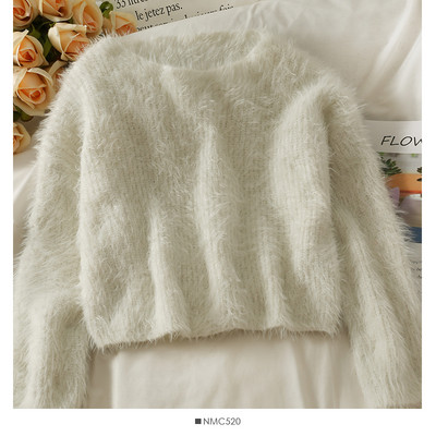 Női pehely pulóver kerek nyakkivágással és hosszú ujjal