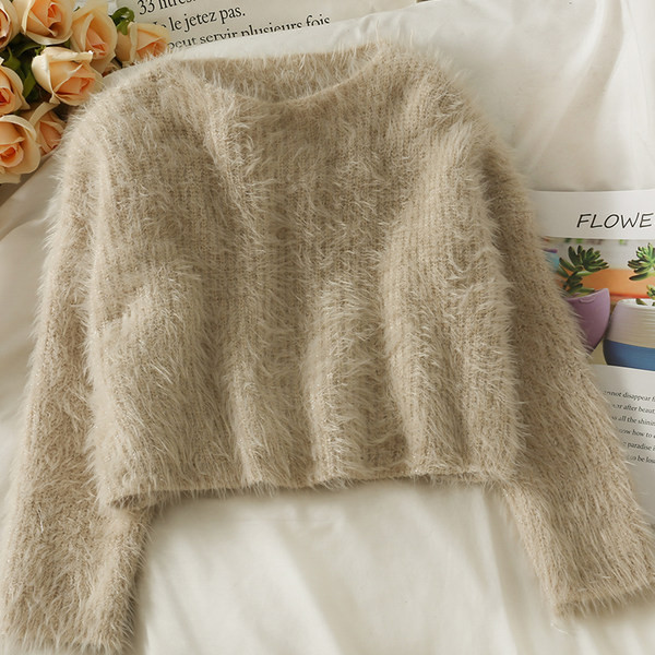 Női pehely pulóver kerek nyakkivágással és hosszú ujjal