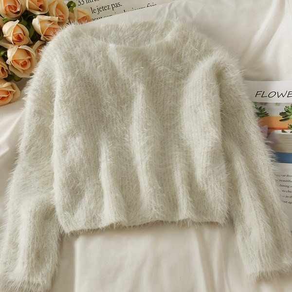 Női pehely pulóver kerek nyakkivágással és hosszú ujjal