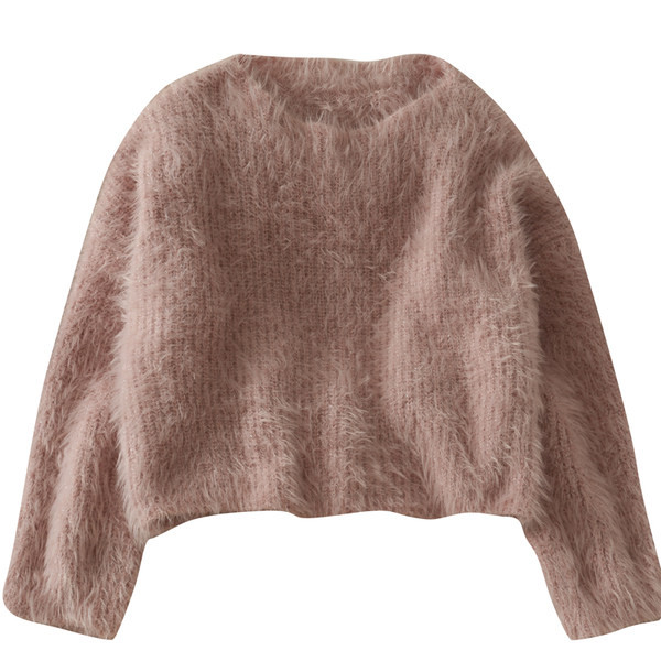 Női pehely pulóver kerek nyakkivágással és hosszú ujjal