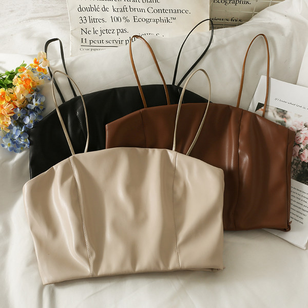 Női bőr melltartó vékony pántokkal