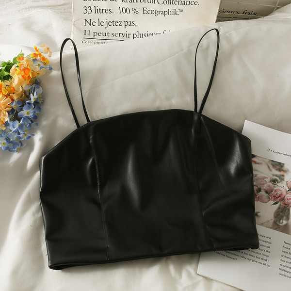 Női bőr melltartó vékony pántokkal