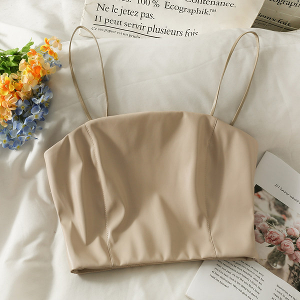 Női bőr melltartó vékony pántokkal