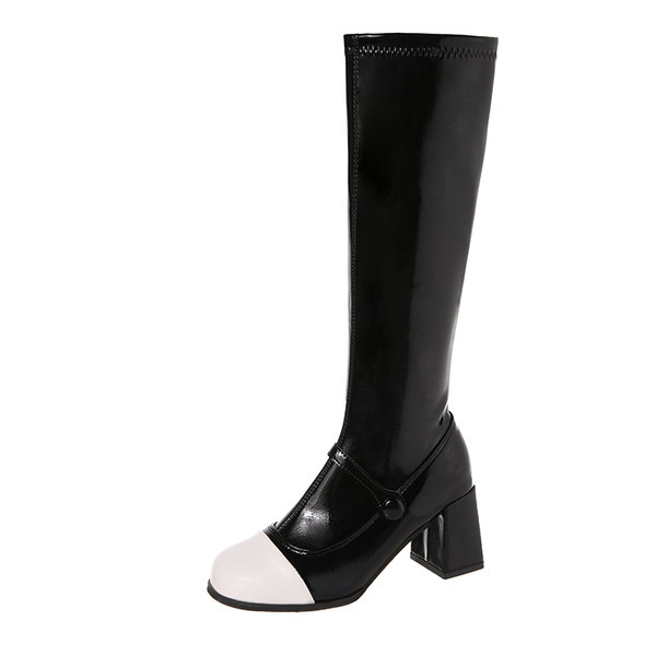 Modern női csizma eko bőrből, magas 7 cm-es sarokkal