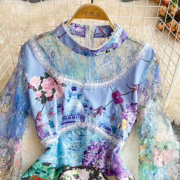 Modern női ruha cipzárral kék színben