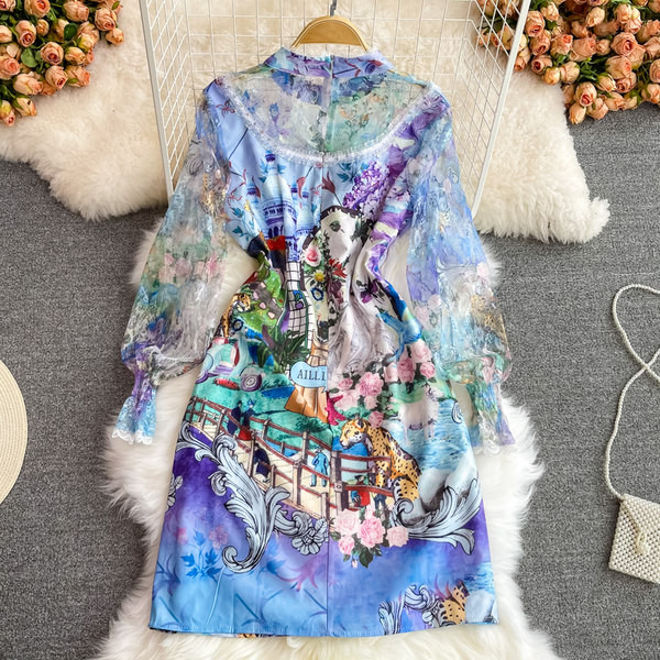 Modern női ruha cipzárral kék színben