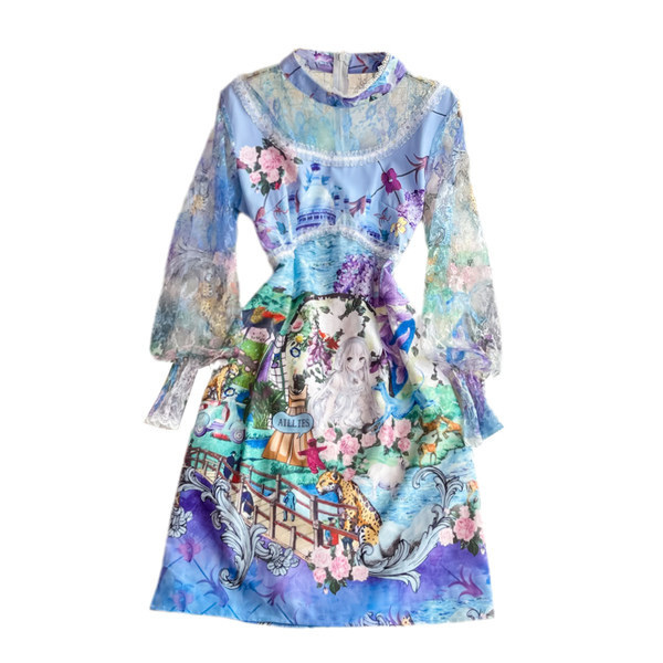 Modern női ruha cipzárral kék színben