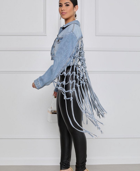 Modern női rövid farmerdzseki széles modell