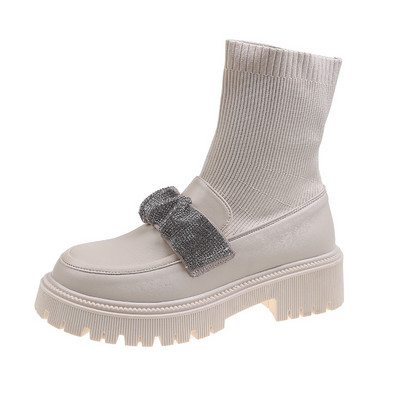 Női zoknis csizma díszkövekkel