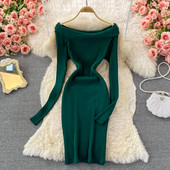 Modern női ruha csupasz váll és hosszú ujjú