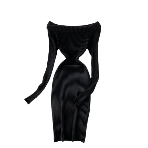 Modern női ruha csupasz váll és hosszú ujjú