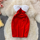 Moodne naiste lühike olkaimeta kleit kahes värvitoonis