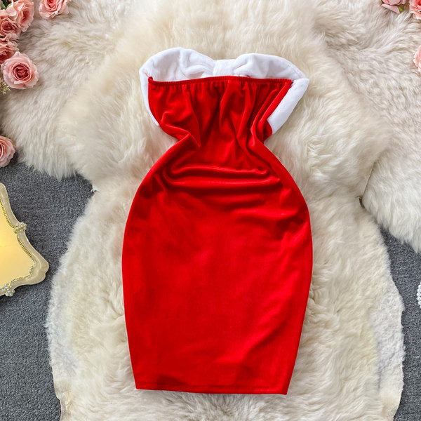 Moodne naiste lühike olkaimeta kleit kahes värvitoonis