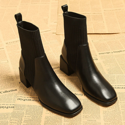 Női csizma típusú zokni szögletes sarokkal 5 cm