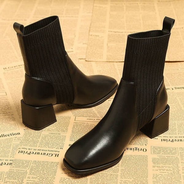 Női csizma típusú zokni szögletes sarokkal 5 cm