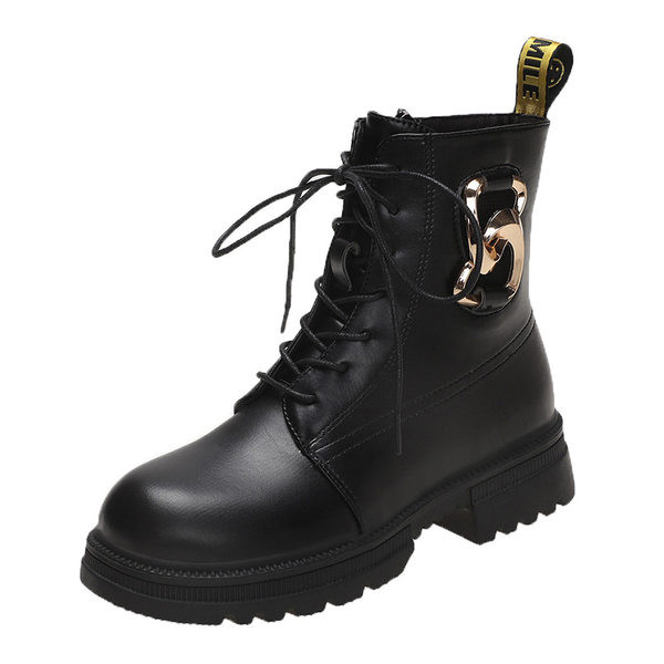 Női téli csizma fűzővel és fém elemmel